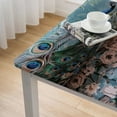 thumbnail image 4 of BANET  Table Cover Premium Decorative  Square Tabletop Tablecloths Washable for Kitchen, Wedding, Restaurant &amp; Camping - Peacock Utopia - Pastel Turquoise white, 4 of 7