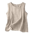 thumbnail image 2 of GZWYHT Linen Tank Tops For Women，Linen Vest Women Camisole Clothes Beach Sleeveless Tops Cotton Gauze Tops For Women Boho Tops For Women Cotton Vest Tops For Women Beige L, 2 of 9