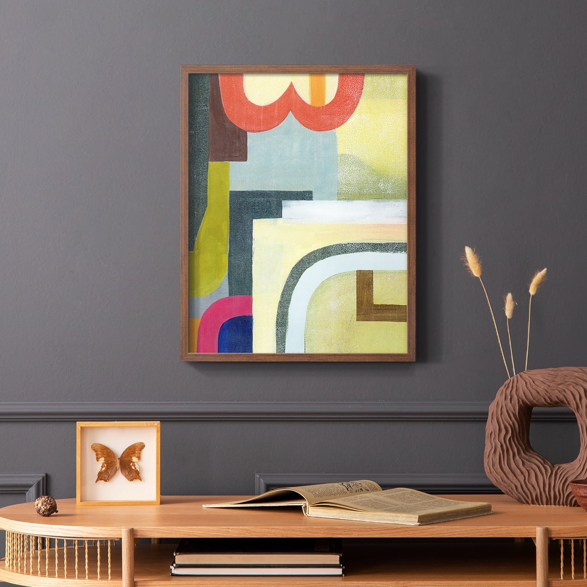 City of Rainbows II Framed Print in Brown Solid Wood Framed Print No Nail Hanging