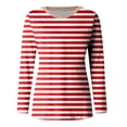 thumbnail image 5 of FINALGANG Womens Striped Long Sleeve TShirts Casual Loose Fit Crewneck Lightweight Tees For Spring Summer Daily Wear Red XXL, 5 of 5