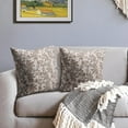 thumbnail image 3 of Floral Block Print Pillow Covers 18x18 Set of 2 Vintage Flower Brown Grey Decorative Throw Pillows Outdoor Rustic Farmhouse Pillowcases Cushion Case Decor for Home Sofa Couch Bed, 3 of 7