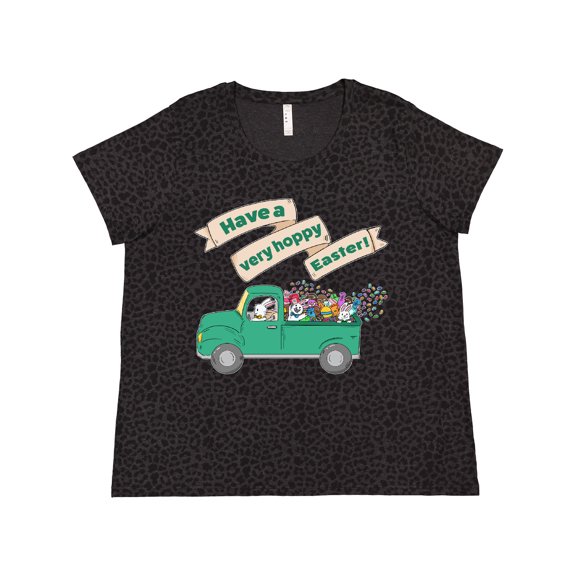 Inktastic Have a Very Hoppy Easter Green Bunny Truck Women's Plus Size T-Shirt