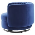 thumbnail image 4 of Armchair Swivel Accent Tufted Chair, Black Blue Navy, Velvet, Modern Contemporary, Living Lounge Cafe Room Hotel Lobby Hospitality, 4 of 7