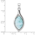 thumbnail image 2 of Auriga Fine Jewelry 925 Sterling Silver Rhodium-plated Polished Larimar Pendant for Women (L-35.6mm, W-12.8mm), 2 of 7