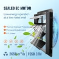 thumbnail image 4 of Ventilador de escape VEVOR 16'' con controlador de temperatura y humedad Motor EC 2650 CFM ventilador ático de montaje en pared ajustable 10 velocidades, 4 of 9