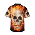 thumbnail image 3 of Balery Satanic Skull Print Men's Hawaiian Shirts Short Sleeve Beach Shirt Relaxed Fit Vacation Button Down Shirts-3X-Large, 3 of 9