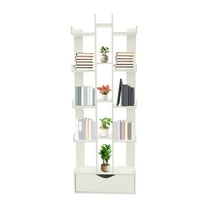 15-Compartment Bookcase with Cabinet, Floor Standing Bookcase 20*7*55.9 in