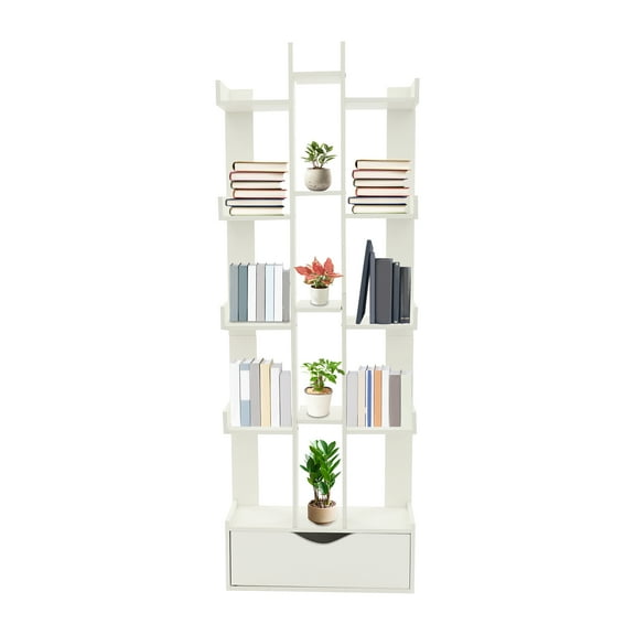 15-Compartment Bookcase with Cabinet, Floor Standing Bookcase 20*7*55.9 in