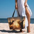 thumbnail image 6 of Daiia Castle Cool Fire Dragon Beach Travel Bag - Water-Resistant Beach Bag, Lightweight Tote with 7 Pockets for Women and Men - Gym,Pool,Camping,Reusable Grocery Bag, 6 of 7