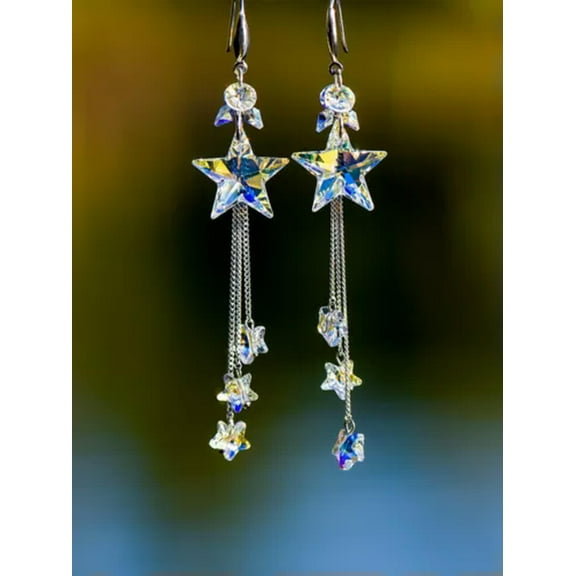 K-KED Fashion 925 Silver Women Cubic Zirconia Earrings Ear Hook Dangle Wedding Jewelry-#1