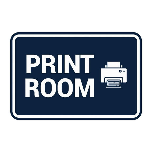 Signs ByLITA Classic Framed Print Room Sign (Navy Blue / White) - Large