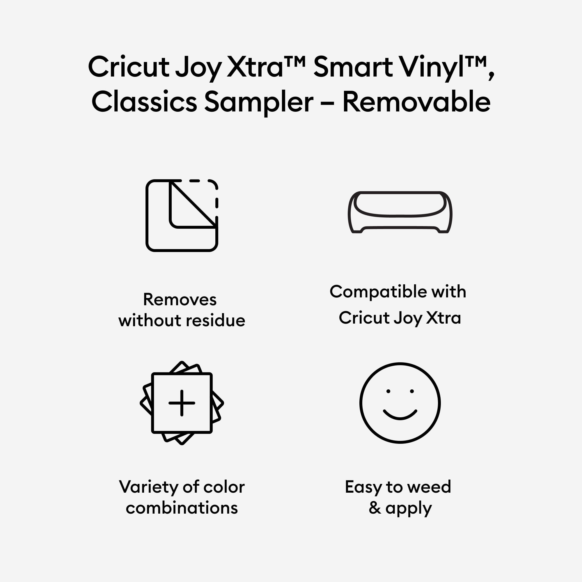 Cricut Joy Xtra Smart Vinyl Removable Sampler, Classics (3 ct), 9.5" x 12"