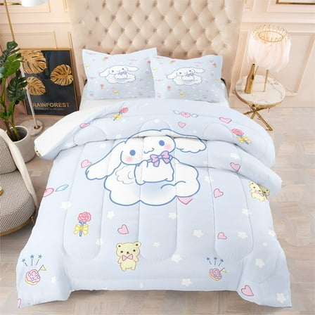 3-Piece Cinnamoroll Bedding Set Twin Size Light blue Pillowcases Comforter Set NEW