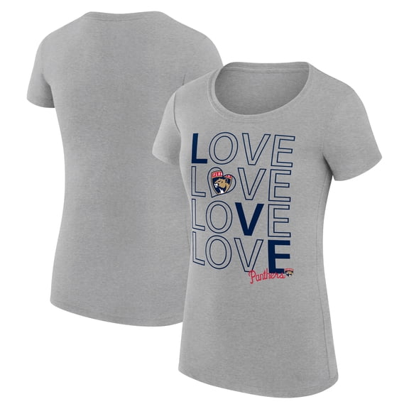 Women's G-III 4Her by Carl Banks Heather Gray Florida Panthers Super-Slim Fit Lightweight Hockey Love T-Shirt