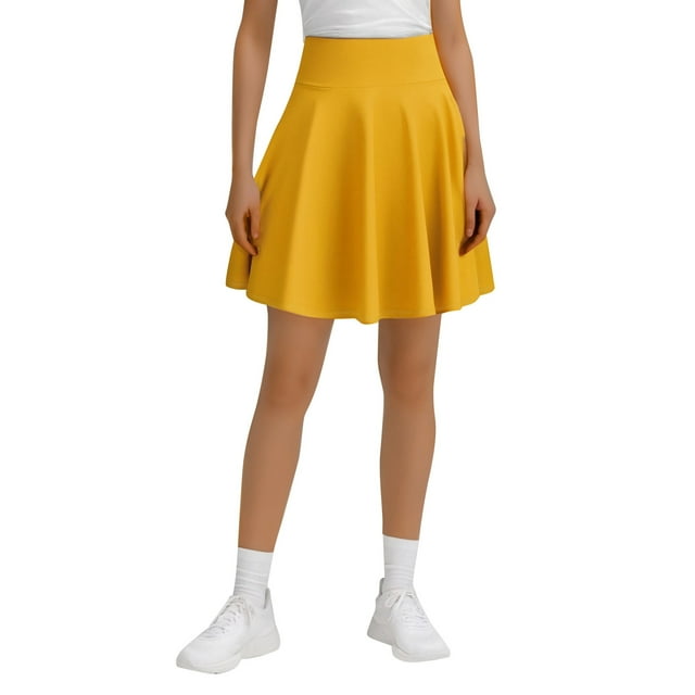 Jupe Midi Évasée pour Femmes Polyvalente 45CM Jupe Plissée Robe Évasée à la Mode Non Transparente