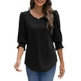thumbnail image 3 of UVN Summer Blouses for Women 3/4 Sleeve Shirts Ladies Casual Crew Neck Womens Tunic Tops, 3 of 9