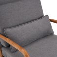 thumbnail image 5 of Wooden Accent Chair, Reading Armchair with High Back, Inclined Wood Legs and Lumbar Pillow, Upholstered Living Room Chairs for Bedroom, Lounge, Gray, 5 of 8