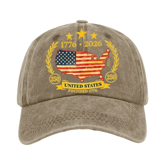 US 250th Anniversary Celebration Hat 1776-2026 Distressed Casual Adjustable Cap Patriotic Merchandise for Men Women Outdoor Events,Khaki