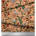 thumbnail image 3 of Soimoi Modal Satin Fabric Bird & Leaf Bird Print Fabric by Yard 42 Inch Wide, 3 of 3
