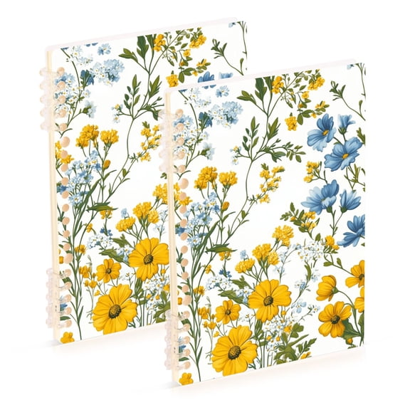 FORMRS 1-Subject Spiral Notebook 8" x 5" College Ruled 60 Refillable Sheet, Yellow Floral