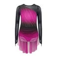 thumbnail image 3 of Doomiva Kids Girls Gradient Figure Skating Dress Shiny Rhinestone Mesh Long Sleeve Dance Competitions Training Outfit Hot Pink 8, 3 of 7