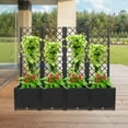 thumbnail image 5 of 4 PCS 62.99*15.75*55.91in Floor Standing Rectangular Dark Black Plastic Plant Box with Trellis for Balconies, 5 of 20
