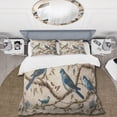 thumbnail image 2 of Designart "Vintage Scene Four Blue Birds on a Branch I" Animals Bird Bedding Covert Set - Bird Blue Animals Bed Set With 2 Shams, 2 of 6