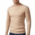 thumbnail image 3 of ZCFZJW Men Crew Neck Knit Sweaters Lightweight Knitted Sweaters Long Sleeve Pullover Sweater Casual Fall Winter Dress Thermal Sweater Tops Khaki XXL, 3 of 4