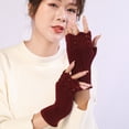 thumbnail image 4 of Women Fingerless Gloves Knitted Solid Color Half Finger Mittens Computer Gloves, 4 of 10