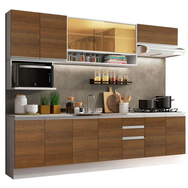 Cocina Integral Completa 280cm Genova Madesa 04 - Blanco/Marrón