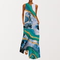 thumbnail image 1 of SMihono Robe Maxi Bohème d'Été pour Femmes Grande Taille Mode pour Femmes Col en V Sans Manches Soirée d'Été Fête Imprimée Dames Poche Gilet Longue Robe Plage Évasée Robe d'Été, 1 of 5