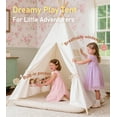 thumbnail image 4 of Teepee Tent for Kids Foldable Teepee Play Tent with Fairy Lights, Carry Case Water Resistance, Pretend Camp Fire, Four Poles Style Raw White Color - New Version Tiny House little dove, 4 of 8