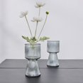 thumbnail image 5 of VECELO 7.48 inch High Clear Vase, Ribbed Glass Vase, Crystal Glass Flower Vase For Modern Farmhouse, Decorative Vases Flowers, Ideal For Shelf, Entryway Decor, Grey, 5 of 8