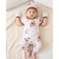thumbnail image 5 of KIMI BEAR Newborn Baby Girl Layette Set 3-6 Months Shower Gift Sets 4 Packs Romper Pants Sets Long Sleeves Short Sleeves Bodysuit with Hat Headband Gloves 10pcs Clothing Brown, 5 of 7