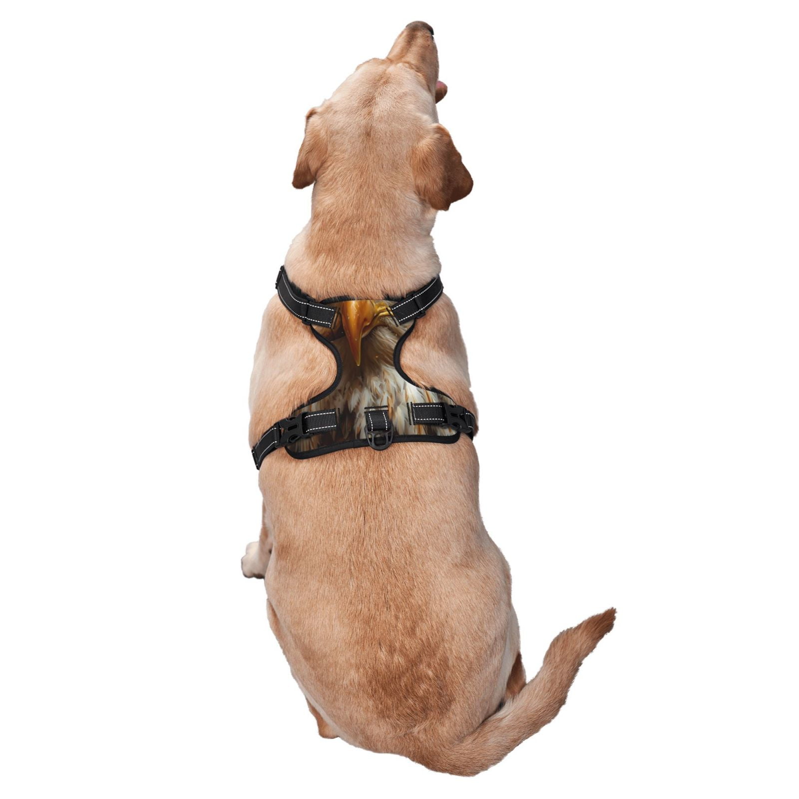 Vsdgher Funny Bald Eagle Pattern Dog Harness,No Pull Pet Harness with Soft Padded Handle,Adjustable Reflective Vest with 2 Buckles,4 Slide Buckles,S-XL Medium