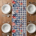 thumbnail image 6 of Independence Day Table Runner - 120 Inch Long, Kitchen Dining Table Runner Dresser Scarves, Flag Balloons Butterflies Blue Plaid Farmhouse Decor for Coffee Tables Wedding Party Banquet, 6 of 8