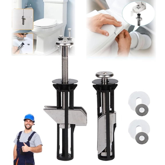 Heavy Duty Toilet Seat Fastener Bolt Kit, 2 Sets Of 304 Stainless Steel Toilet Screws, Universal Fit For Standard Toilets With Self-Locking Design And Easy Installation