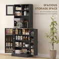 thumbnail image 4 of HOMCOM 66.5" Kitchen Pantry Freestanding Storage Cabinet with Hutch Black, 4 of 10
