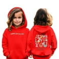thumbnail image 2 of Hoodies,Girls Oversized Hoodie Long Sleeve Pocket Pullover Sweatshirt Top Comfortable Casual Wear Relaxed Style,Essentials Hoodie,Red,5-6 Years, 2 of 9