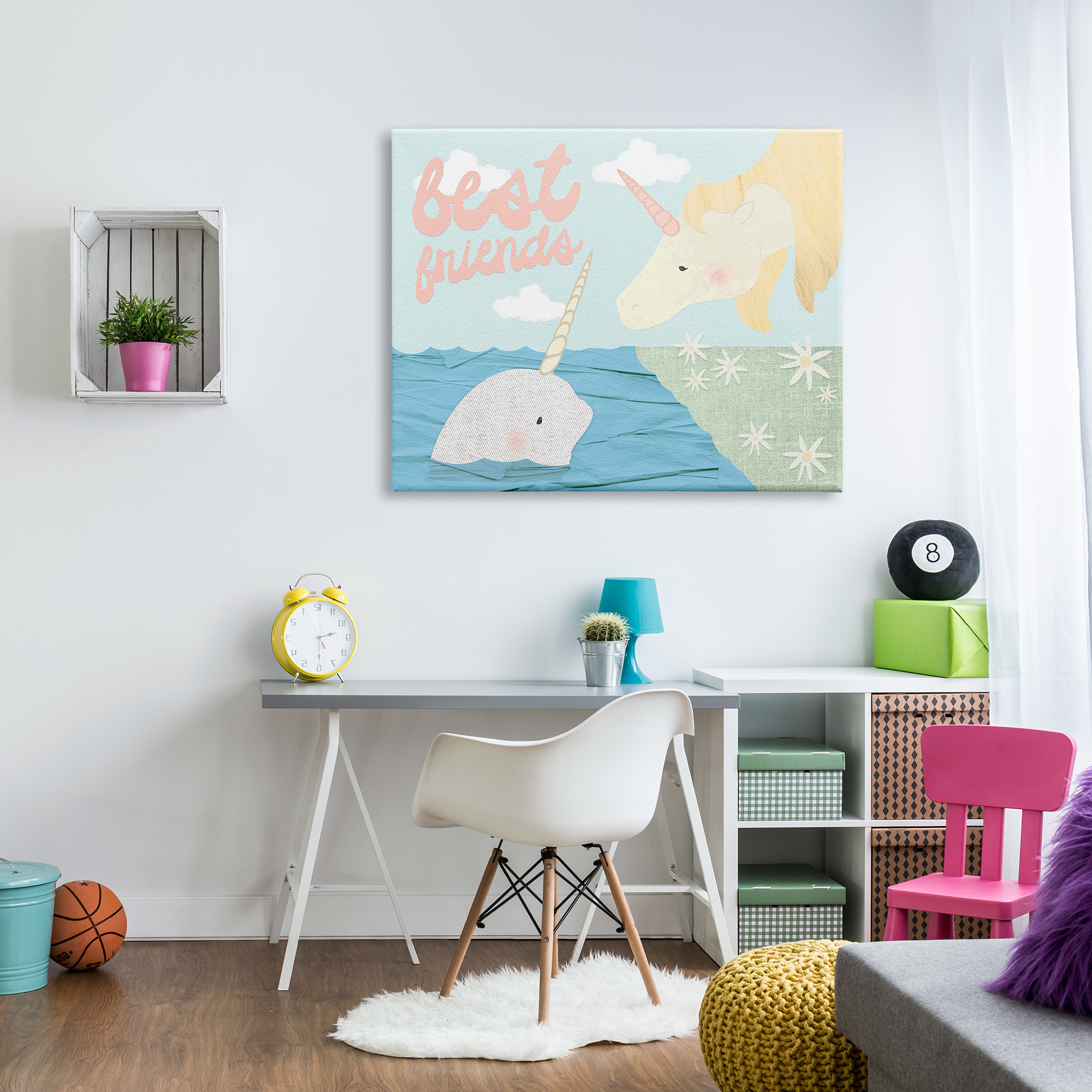 Stupell Industries Best Friends Narwhal and Unicorn Collage, 36 x 48,Design by Daphne Polselli