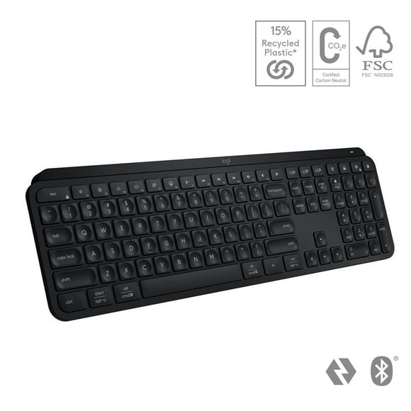 Logitech MX Keys S Wireless Keyboard, Low Profile, Fluid Precise Quiet Typing, Programmable Keys - Black