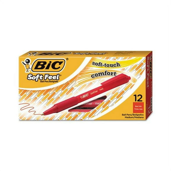 Bic SCSM11RD Soft Feel Ballpoint Retractable Pen, Red Ink, Medium, Dozen
