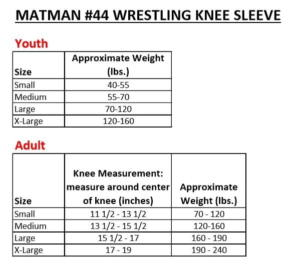 Black Matman Wrestling #44 YOUTH Neoprene Wrestlers Knee Sleeve 