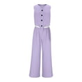 thumbnail image 5 of Wensltd Womens Solid Color V-neck Sleeveless Vest High Waisted Wide Leg Pants Set, 5 of 8