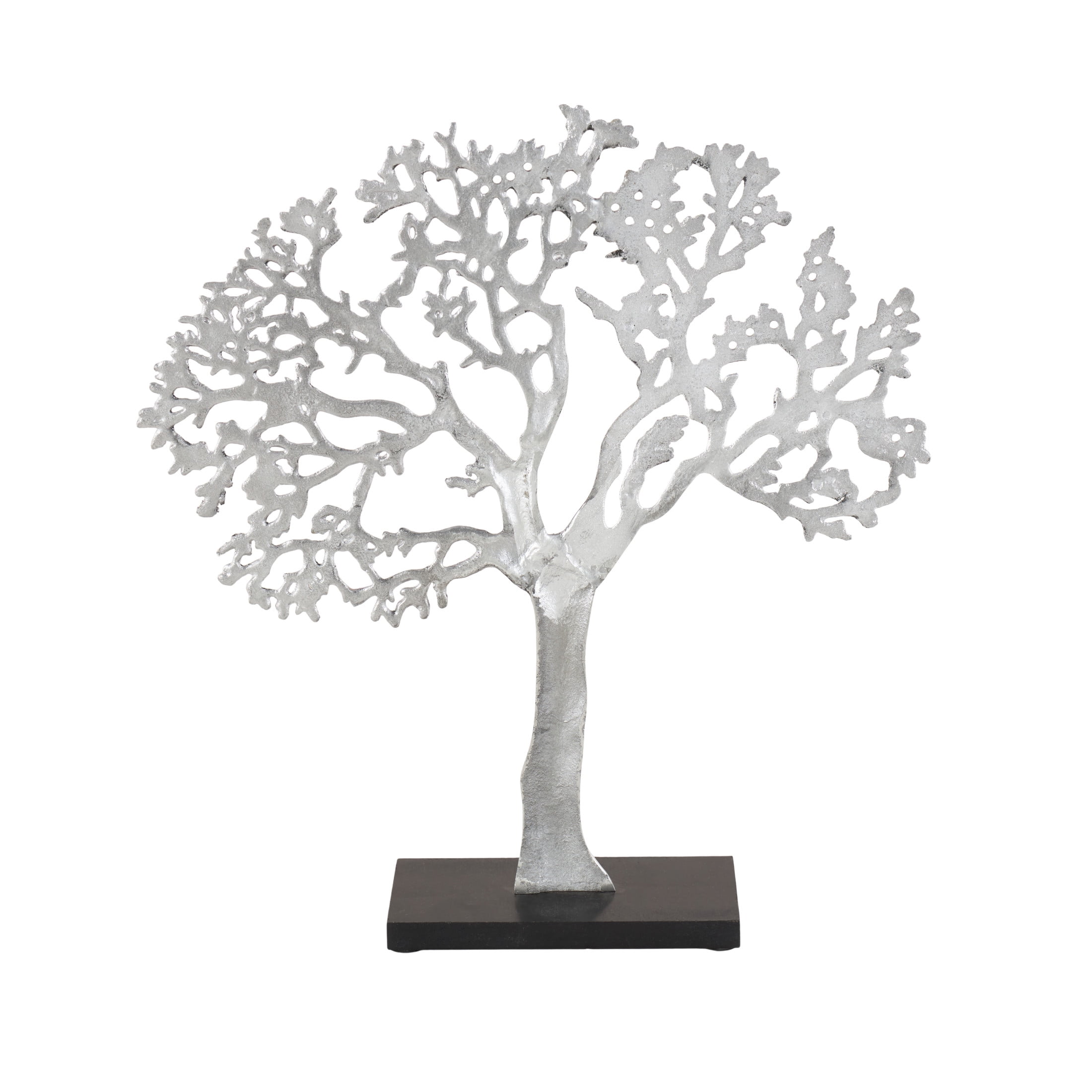 17" x 19" Silver Aluminum Metal Tree Sculpture, by DecMode