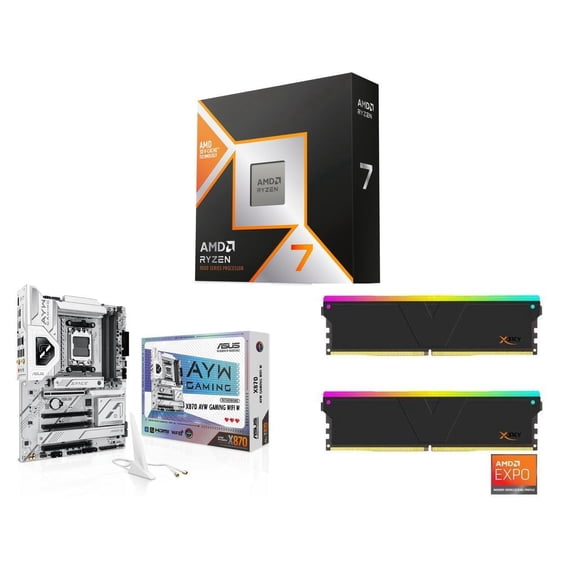 CPU Motherboard Memory Combo - AMD Ryzen 7 9850X3D CPU ASUS X870 MB V-Color 32GB Memory