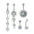 thumbnail image 4 of Dosaele ESTONE 5 Pcs Anneau de Nombril en Titane Courbé Barbel CZ Piercing en Pierre, 4 of 5