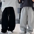 thumbnail image 5 of NOEGOEU Boys Baggy Sweatpants Wide Leg Casual Elastic Waist Drawstring Athletic Joggers Fall Pants 5-15 Y (Black,14-15Years), 5 of 6