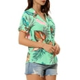 thumbnail image 5 of INSPIRE CHIC Valentine's Day Women's Shirts Hawaiian Short Sleeve Tropical Floral Button Down Tops XS Green A, 5 of 9