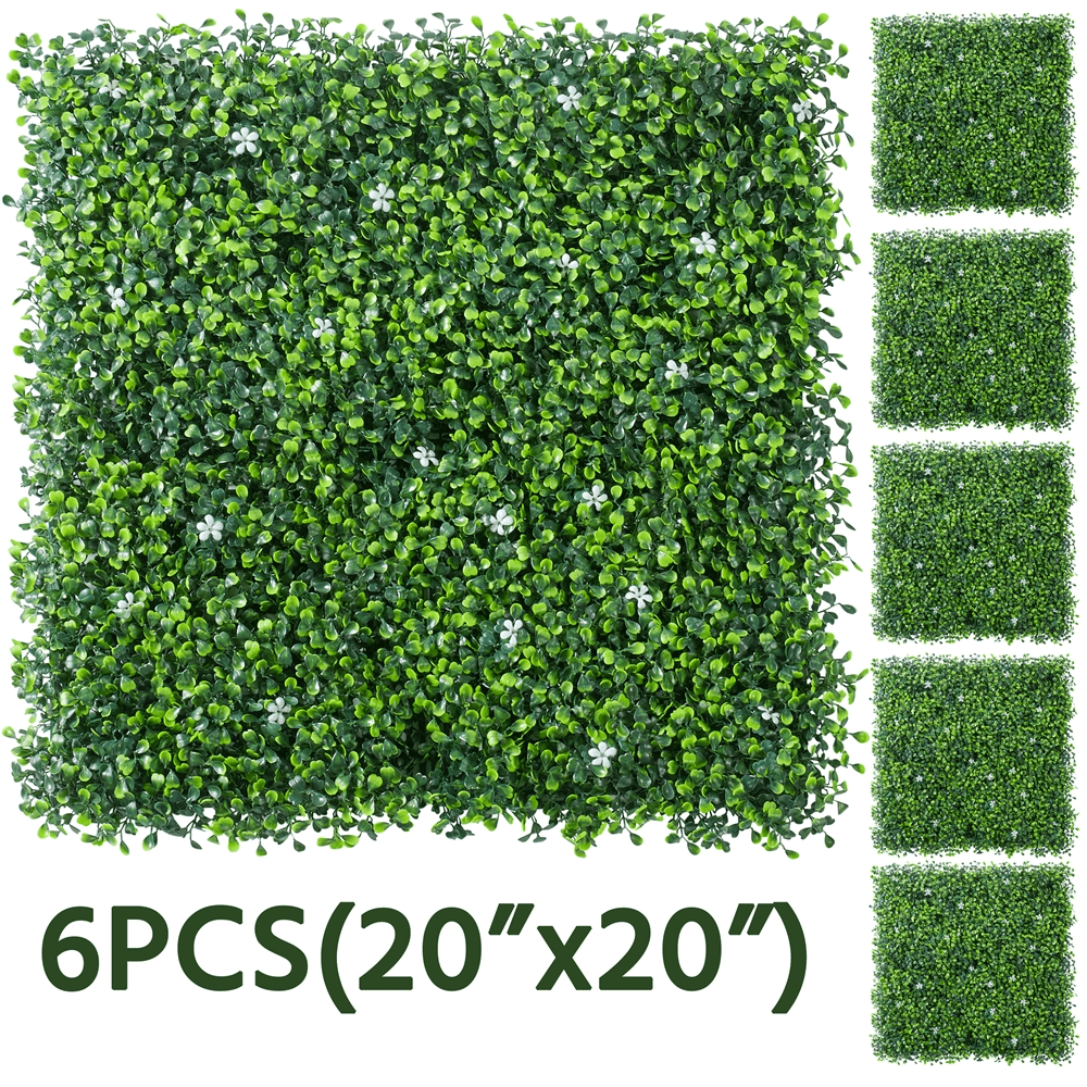 20'' x 20'' Green Plastic Boxwood Topiary Panels, Set of 6